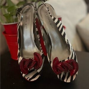 Madden Girl Zebra Print Heels with Red Details